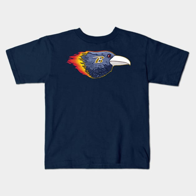 Baltimore ravens fire Kids T-Shirt by Mariarti